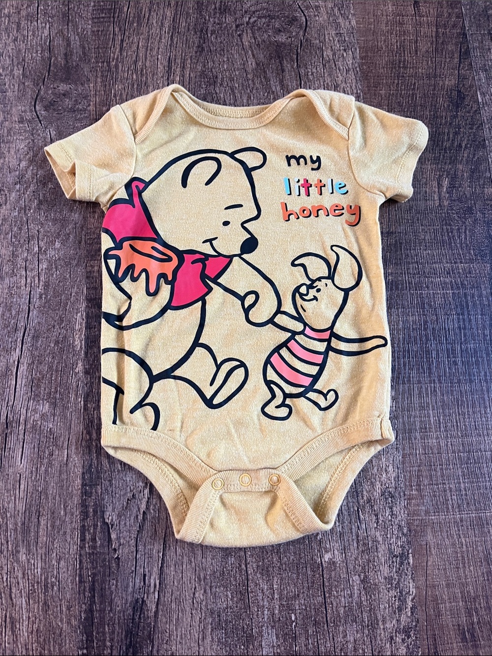 Disney Yellow Winnie the Pooh & Piglet Graphic Bodysuit